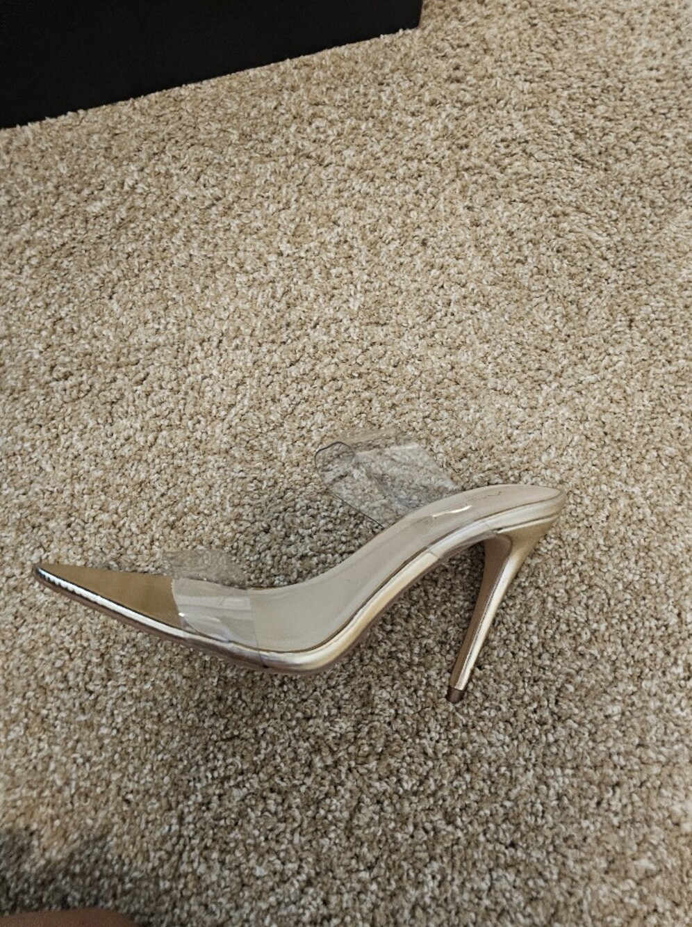 Fashion Nova Nude Pointed Clear Strap Stiletto Pump